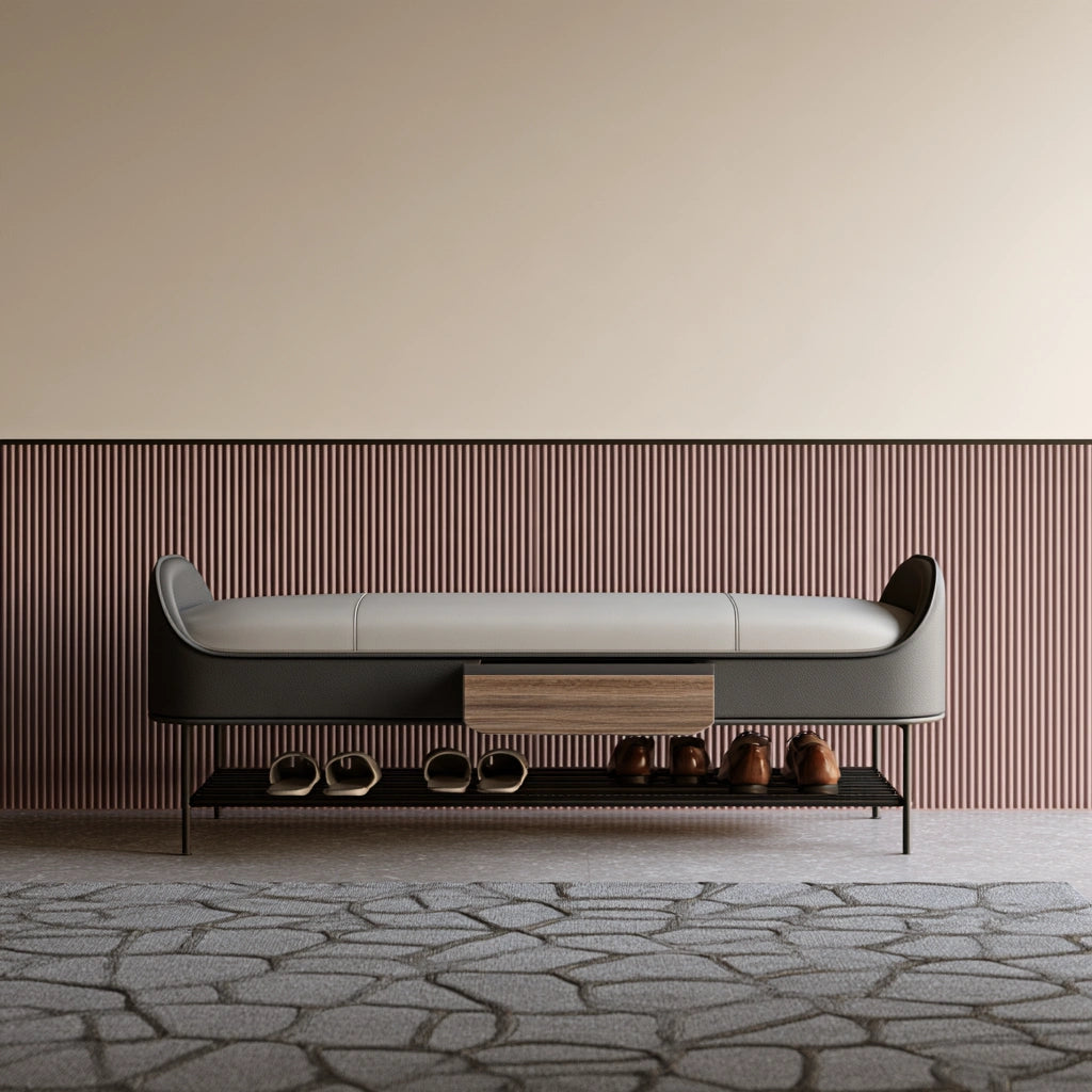 Schuhbank mit Stauraum, Farbe: grau